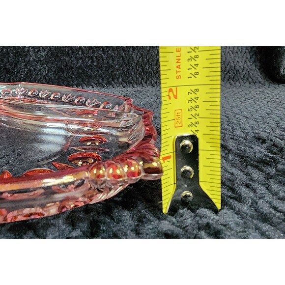 Duncan & Miller Ruby Flash Plaza 101 Oval Thumbprint Relish Dish – 1930s–1940s - Picture 11 of 11